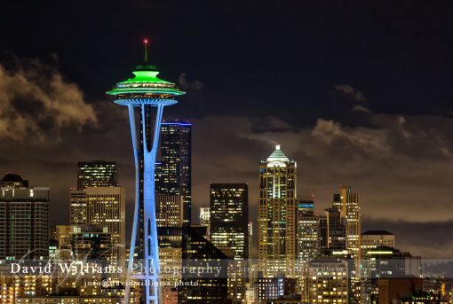 Photo, Photography, Image, Landscape, Print, Canvas, Metal, Seattle, Pike Place Market, Night, Cityscape, Space Needle, Seahawks